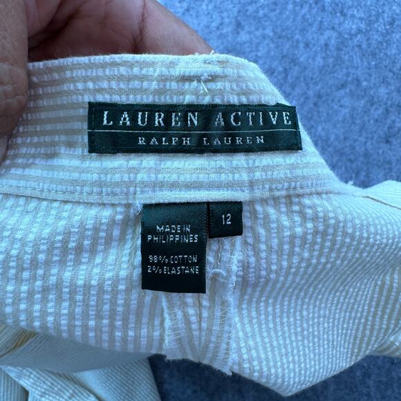 Ralph Lauren Active Womens 12‎ Striped Cotton flat Front Pant - Picture 2 of 7